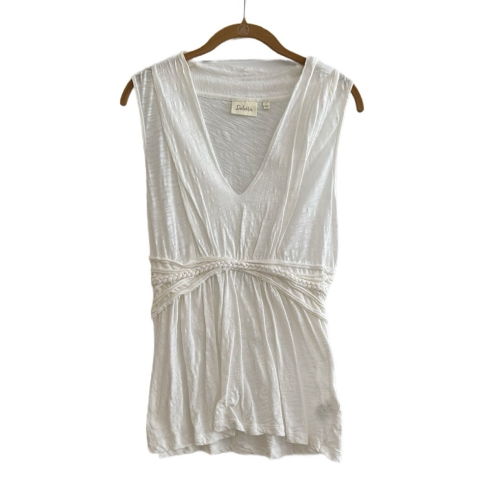 Anthropologie ⭐️ Like New Deletta White V-Neck Top Size Medium